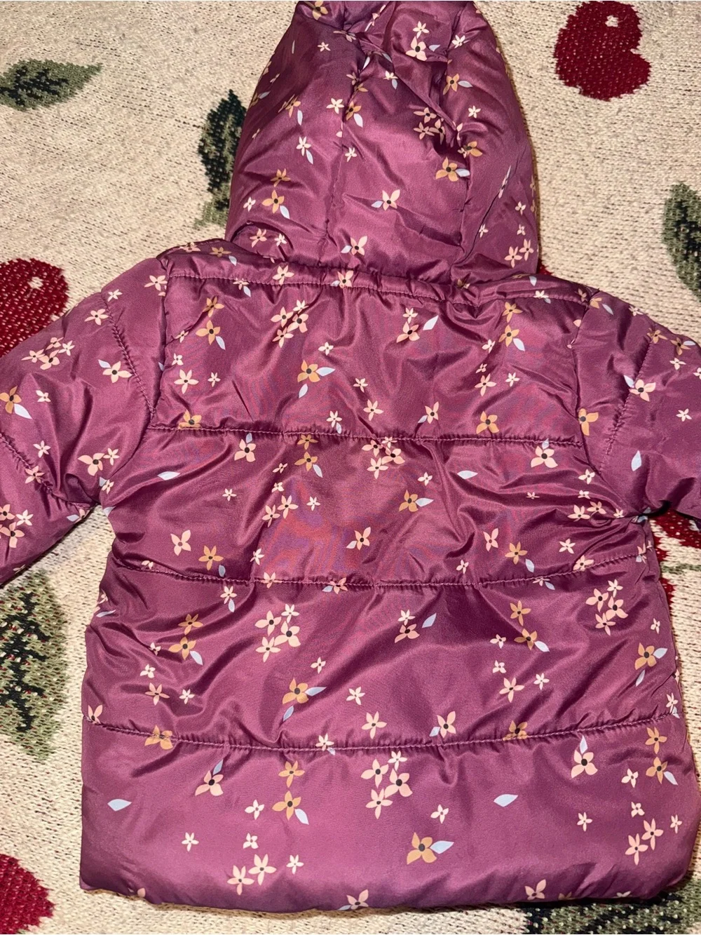 Jessica Simpson Mauve Floral Hooded Puffer Coat